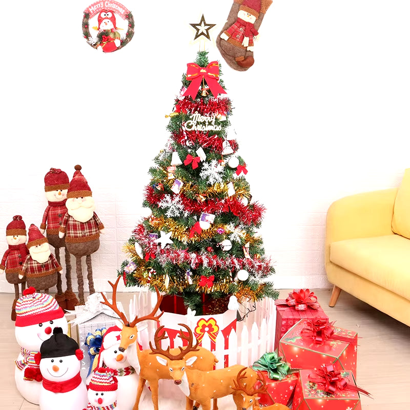 150CM 127Pcs/Set Artificial Christmas Tree Christmas Decoration Set Holiday Decor Light String Foldable 2025 Christmas Tree